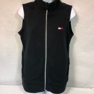 Tommy Hilfiger Sport Women's Medium Black Fleece Mock Neck Full Zip Vest Jacket